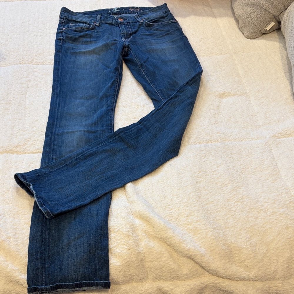 7 For All Mankind Dark Blue Straight Leg Jeans